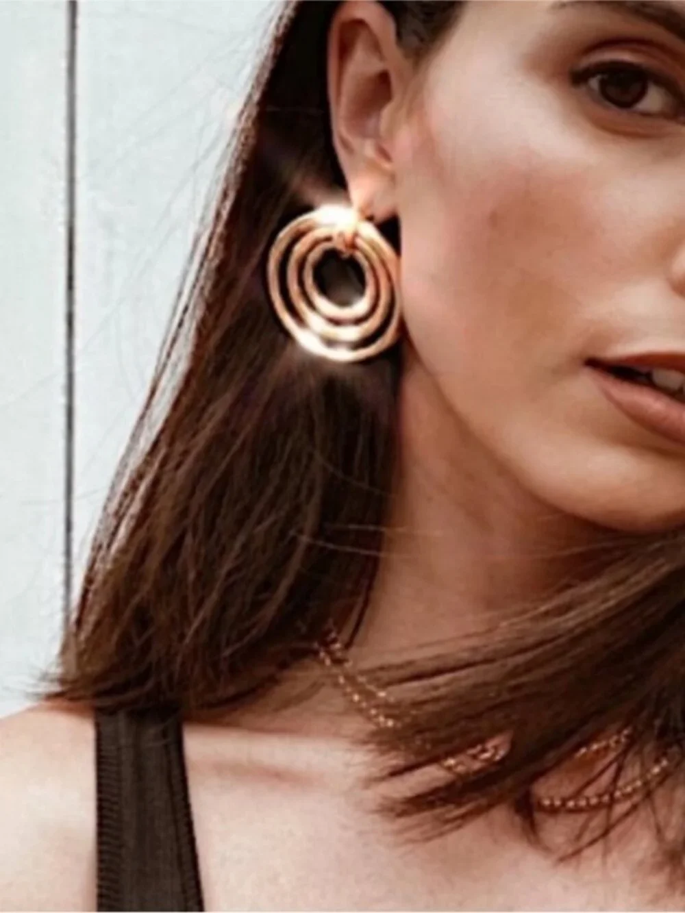 New! Gold Circle Loop Statement Earrings (3006) NWOT